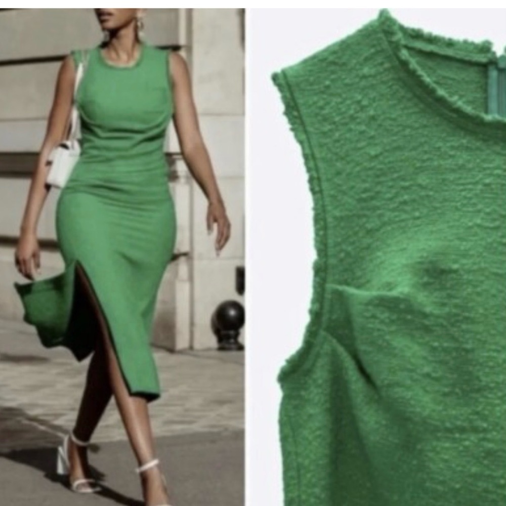 Elegant Green Sleeveless Dress - Picture 9 of 12